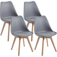 Silla Comedor escandinava, Silla Oficina Retro, Asiento Acolchado Haya Maciza (Gris, Lote 4) - details 0