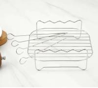Sistema al aire libre con soporte de acero inoxidable para barbacoa, vaporizador cuadrado con parrilla, freidora de aire, pinchos - details 10