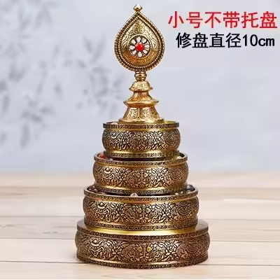 Exquisita talla hecha a mano de cobre puro templo budista placa manza de los siete tesoros, adorno de regalo artesanal nepalí - 1