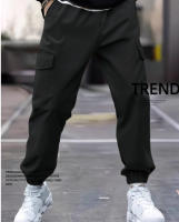 Pantalones de hombre de talla grande para las cuatro estaciones con múltiples bolsillos, diseñados en tejido de sarga, ideales para salidas informales. - details 0