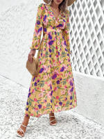 Vestido largo informal de verano para mujer, prenda de manga larga con escote en V, ahuecado en la espalda, Vintage, elegante, para fiesta en la playa, 2024 - details 9