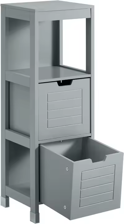 Armario de Suelo para baño Mueble Columna de baño con 2 Cajones y 1 Estantes Blanco 30 x 30 x 89 cm Blanco - 1