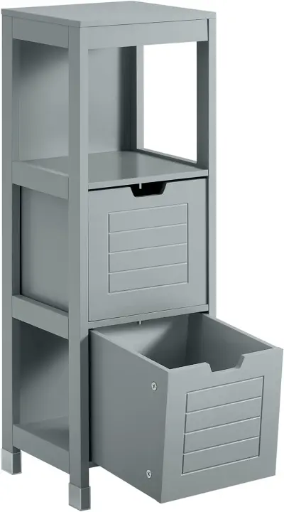 Armario de Suelo para baño Mueble Columna de baño con 2 Cajones y 1 Estantes Blanco 30 x 30 x 89 cm Blanco - 1