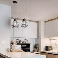 Goeco Lámpara de Araña Colgante Vintage Luz de Techo con Diseño de Jaula, Bombillas Incandescentes, Instalación en Techo, Eficiencia Energética - details 5