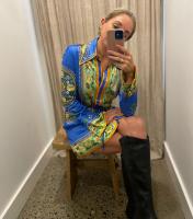 Vestido estampado de manga larga para mujer con cuello de solapa y lazo - details 6