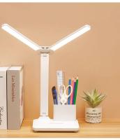 Rechargeable LED Clock Dimmable Desk Lamp 2 Heads 180 Degree Rotation Foldable Desktop Reading Night Light Eye Protection - details 14