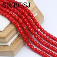 Tubo de columna de 6x6mm, Coral de bambú de mar Natural rojo, cuentas espaciadoras sueltas para hacer joyas DIY, 15 pulgadas - details 4
