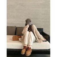 Botas cortas de piel de vaca con pastel de oveja para mujer, estilo Su Yinyin con cordones, suela gruesa, forro polar, algodón cálido para la nieve para invierno - details 2
