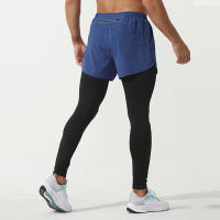 Pantalones de Compresión para Hombres 2 en 1 Leggings Deportivos con Bolsillo Trasero y Cremallera - details 1