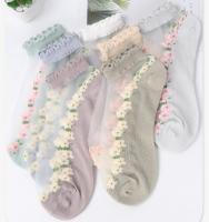 Calcetines Bordados florales de algodón para mujer, conjunto de 10 pares, primavera y verano - details 4