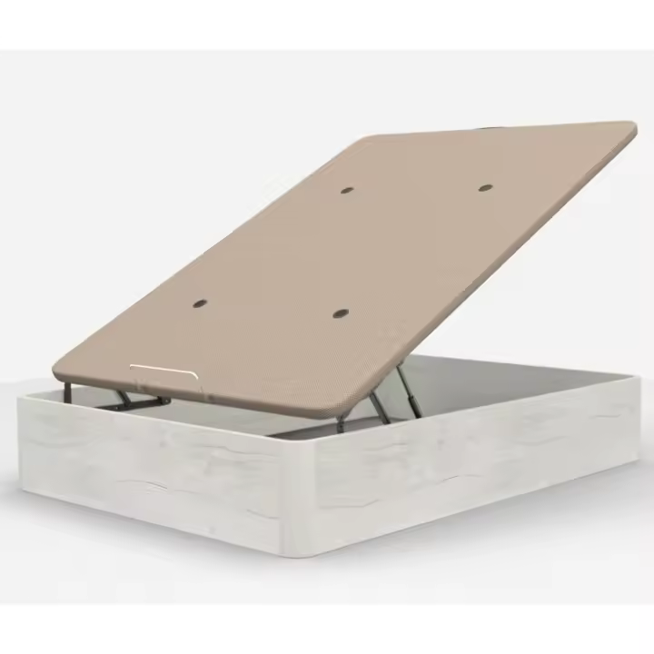 Esquinas Redondeadas en Madera, Base tapizada 3D Transpirable + 4 válvulas aireación (Roble, 150x190cm) - 1