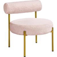 Silla de comedor tapizada, silla relax con estructura reforzada, 136 kg de capacidad, asiento y respaldo acolchados de bouclé para sala, dormitorio, cocina, blanco. - details 25