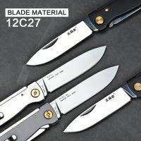 Cuchillo plegable de bolsillo PT711/PT721, acero 12C27, EDC, supervivencia, forro para acampar al aire libre, equipado con tijeras, herramienta multifunción 2024 - details 3