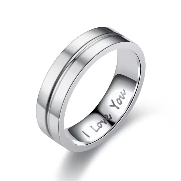 Anillos de compromiso de pareja de acero inoxidable a la moda para mujeres y hombres, anillo de cristal I LOVE YOU, regalo de joyería de boda 2024 - 1