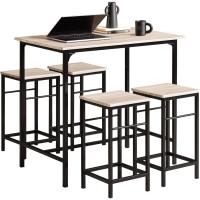 Juego de Mesa Comedor Conjunto de Mesa Alta de Bar con 4 Taburetes y 1 Mesa Gris - details 35