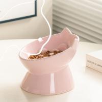 Cuenco de cerámica para comida lenta para gatos, cuenco de base alta creativo y bonito para mascotas, cuenco de alimentación para perros con boca inclinada de gran capacidad, protección para el cuello - details 4