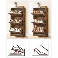 Armario con 3 puertas abatibles, zapatero de madera de 3 pisos, para entrada estrecha, pasillo, sala de estar, 60 x 24 x 120 cm, marrón rústico LBC030X01 - details 6