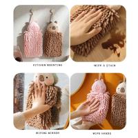 Toallas de mano colgantes de capibara montadas en la pared, toallas de mano de chenilla gruesas de secado rápido, toallas de microfibra suaves reutilizables para cocina - details 4