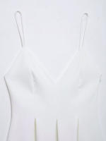 TRAFZA mujeres verano High Street sólido sin mangas Mini vestido ancho Swing decoración cremallera mujeres moda cuello pico Sling vestidos - details 4