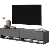 TV Suspendido con 2 Puertas 2 Cajones Mesa De TV para Salón Dormitorio 140 cm Mármol Blanco con Inserción Dorada Mirrgo - details 11