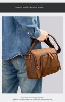 Bolso cilíndrico horizontal, bolso de hombro de cuero de caballo loco para hombres, bolso transversal de cuero genuino europeo y americano retro para hombres - details 9