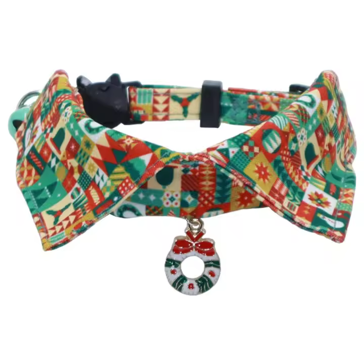 Lindo collar de Navidad de gatito ajustable con campana, collar de pajaritas de gatito, collar divertido y cómodo de lazo de Navidad de gatito - 1