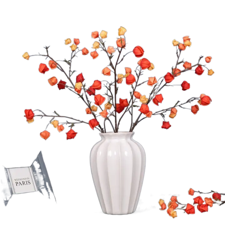 Linterna Artificial realista, flor de tacto Real, simulación elegante, Enkianthus Chinensis, linterna hecha a mano, ramas de frutas - 1