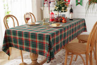 Mantel de Mesa de Cuadros de Navidad Tejido de Poliéster y Algodón en Rojo y Verde para Hogar y Fiestas - details 10