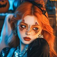 Tatuaje facial desechable para Halloween, pegatinas temporales impermeables de larga acción para mejillas, pegatinas transparentes de cara de murciélago aterrador para niños - details 1