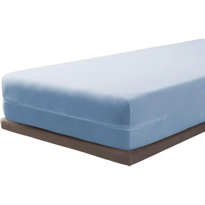Savel – Funda de Colchón de Rizo Elástico, 100% Algodón Azul - Pack de 2 (90 x 190/200 cm). Protector de colchón con cremallera. Protector Integral de Colchón – Disponible en Varias Medidas - 1