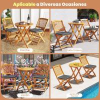 Set de Bistró con 3 Piezas Plegables, Mesa y Sillas Terraza de Madera de Acacia con 2 Cojines Acolchados Extraíbles, Muebles de Exterior para Patio Jardín Veranda Balcón (Rojo) - details 26