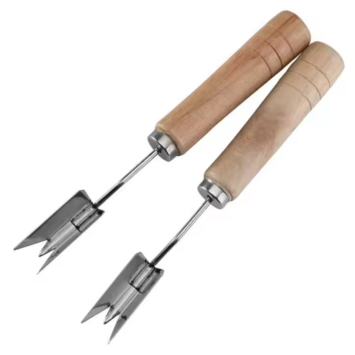 Removedor de semillas de piña de acero inoxidable, pelador de piña multifuncional portátil, mango de madera, Clip para excavar ojos, hogar - 1