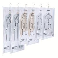 6 bolsas de almacenamiento al vacío para colgar, bolsas selladas al vacío para ahorrar espacio, bolsas de almacenamiento de tamaño largo extra gruesas, adecuadas para almacenamiento en armario, trajes, vestidos, bolsas de almacenamiento al vacío para colg - details 0