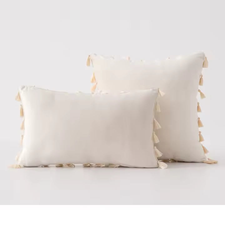 Bonenjoy 1 funda de cojín con borlas, funda de almohada de terciopelo, fundas de almohada de color sólido para decoración de sofá/cama/coche, 30x50/45x45/50x50 - 1