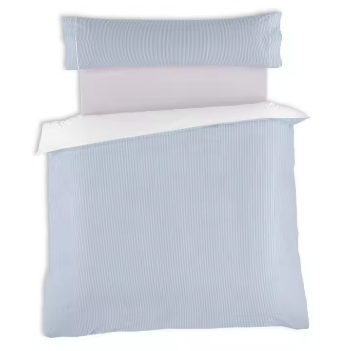 Conjunto de y funda de almohada, color azul - Cama de 90 (2 piezas) - 100% algodón - 200 hilos. - 1