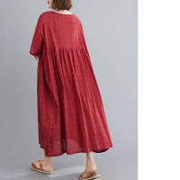 Elegante Vestido Negro de Algodón Vintage Manga Corta, Color Sólido, Moda Casual para Mujeres verano 2025 - details 3