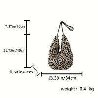 Bolso de mano tejido para mujer - Patrón geométrico blanco y negro, bolso de hombro espacioso con cierre magnético, perfecto para salidas informales y estilo de vacaciones, bolso novedoso - details 2