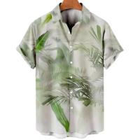 Camisa hawaiana con estampado de hojas para hombre, cárdigan vintage, floral, retro, social, hawaiana, Haruku, moda coreana, - details 17
