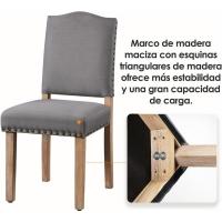 Juego de 4 sillas de comedor con respaldo alto, sillas de cocina, patas de madera maciza, diseño clásico, con botones bronceados, sillones y sillas para salón, asientos tapizados - details 39