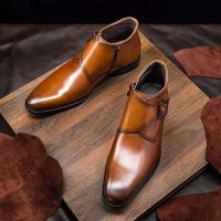 2025 botines con hebilla, zapatos de vestir de cuero para hombre, formales, de negocios, de diseñador, hechos a mano - details 4