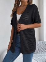Cárdigans de punto de manga corta de color sólido casual para mujer - details 16