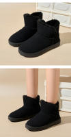 Botas de nieve zapatos casuales de algodón de cachemira de color sólido para mujer botas de algodón térmicas gruesas apiladas - details 11