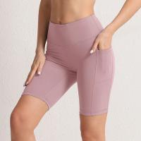 pantalones cortos de yoga con bolsillos para mujer, mallas deportivas sin costuras para gimnasio, pantalones cortos elásticos para ciclismo, mallas de color sólido para mujer - details 17