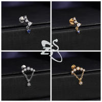 ZS 1 pieza de Color dorado, 16G, acero inoxidable, Labret, Piercing para labio, hombres y mujeres, cristal CZ, cartílago de oreja, Tragus, hélice, Piercings con parte trasera plana - details 13