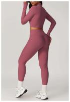 Conjunto de Yoga de Manga Larga Top de Correa Alta y Leggings Deportivos para Mujeres - details 17
