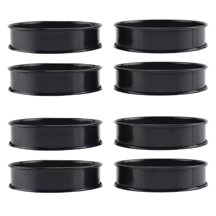 Anillos antiadherentes para Muffin inglés, paquete de 8 anillos para tartas de 4 pulgadas, acero inoxidable, doble rollo para hornear - 1