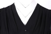 V neck women summer solid lantern short sleeve chiffon elegant vintage long party dress - details 36
