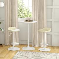 Mesa de bar redonda, mesa alta de cocina moderna con encimera laminada y marco de acero para 2 personas para comedor en casa Ø60x102 cm blanco - details 1