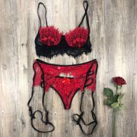 Lenceria Sexy de talla grande 3XL, conjunto de sujetador con bragas de encaje para mujer, Tanga hueca, liguero, conjunto de lencería Sexy - details 8