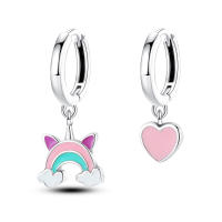2023 100% Plata de Ley 925 2 uds pendientes de aro con dijes para mujer elegantes pendientes de arcoíris de ensueño regalos de joyería de cumpleaños perfectos - details 0